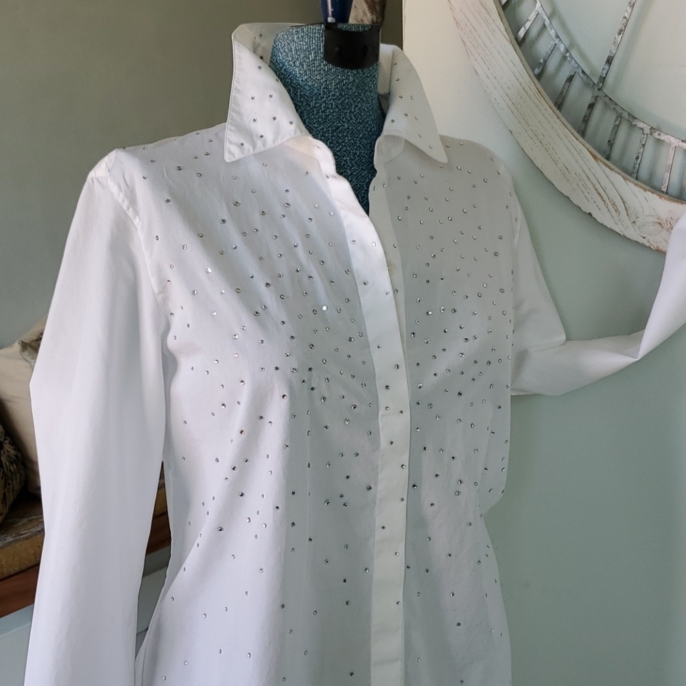 Doncaster 100% Cotton White Studded Button Down